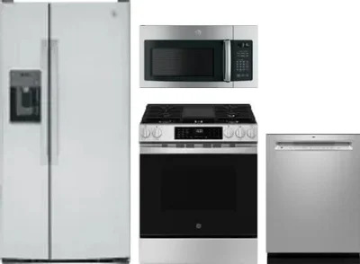 4 Piece Package Includes Refrigerator, Range, Microwave And Dishwasher