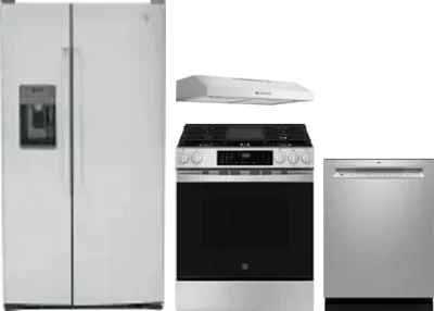 4 Piece Package Includes Refrigerator, Range, Hood And Dishwasher