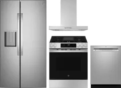 4 Piece Package Includes Refrigerator, Range, Hood And Dishwasher