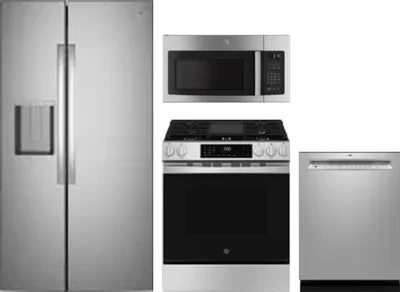 4 Piece Package Includes Refrigerator, Range, Microwave And Dishwasher
