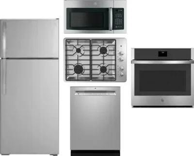 5 Piece Package Includes Refrigerator, Cooktop, Wall Oven, Microwave And Dishwasher