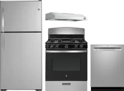 4 Piece Package Includes Refrigerator, Range, Hood And Dishwasher