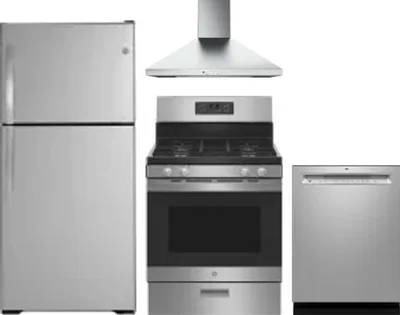 4 Piece Package Includes Refrigerator, Range, Hood And Dishwasher