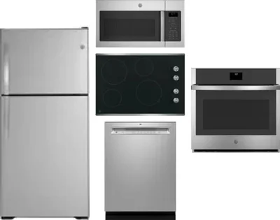 5 Piece Package Includes Refrigerator, Cooktop, Wall Oven, Microwave And Dishwasher