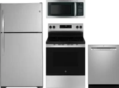 4 Piece Package Includes Refrigerator, Range, Microwave And Dishwasher
