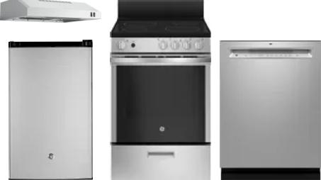 4 Piece Package Includes Refrigerator, Range, Hood And Dishwasher