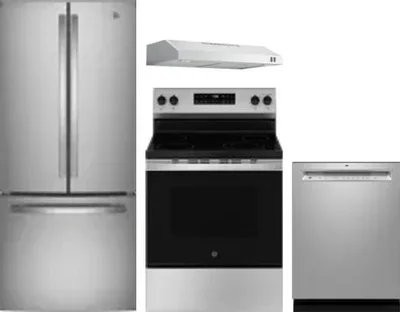 4 Piece Package Includes Refrigerator, Range, Hood And Dishwasher