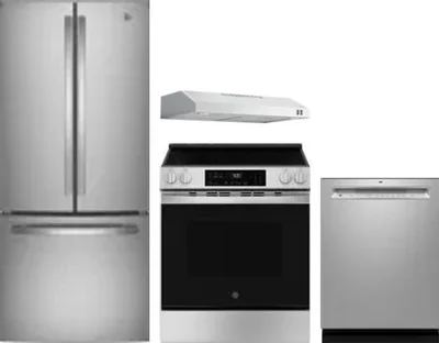 4 Piece Package Includes Refrigerator, Range, Hood And Dishwasher