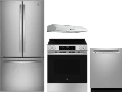 4 Piece Package Includes Refrigerator, Range, Hood And Dishwasher