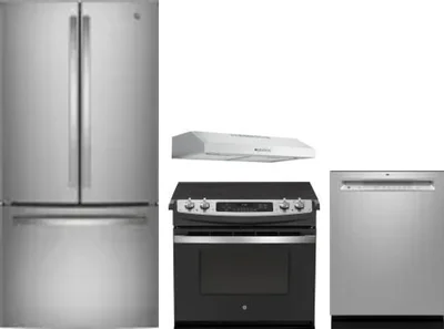 4 Piece Package Includes Refrigerator, Range, Hood And Dishwasher