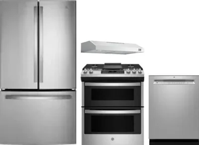 4 Piece Package Includes Refrigerator, Range, Hood And Dishwasher