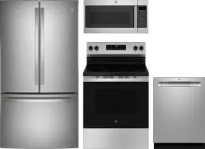 4 Piece Package Includes Refrigerator, Range, Microwave And Dishwasher