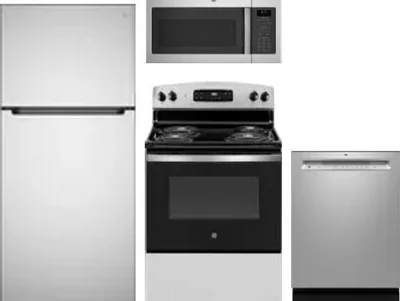 4 Piece Package Includes Refrigerator, Range, Microwave And Dishwasher