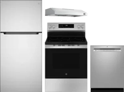 4 Piece Package Includes Refrigerator, Range, Hood And Dishwasher