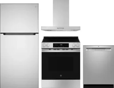 4 Piece Package Includes Refrigerator, Range, Hood And Dishwasher