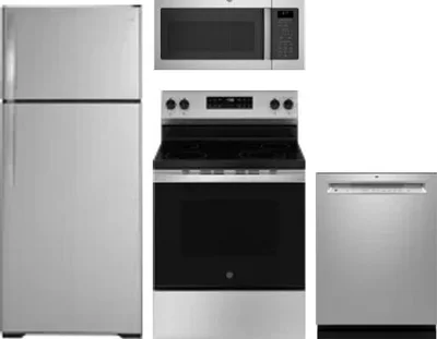 4 Piece Package Includes Refrigerator, Range, Microwave And Dishwasher