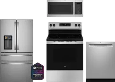 4 Piece Package Includes Refrigerator, Range, Microwave And Dishwasher
