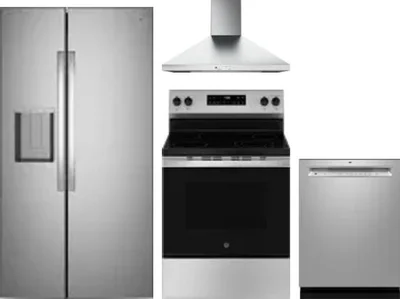 4 Piece Package Includes Refrigerator, Range, Hood And Dishwasher