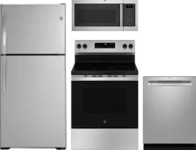 4 Piece Package Includes Refrigerator, Range, Microwave And Dishwasher