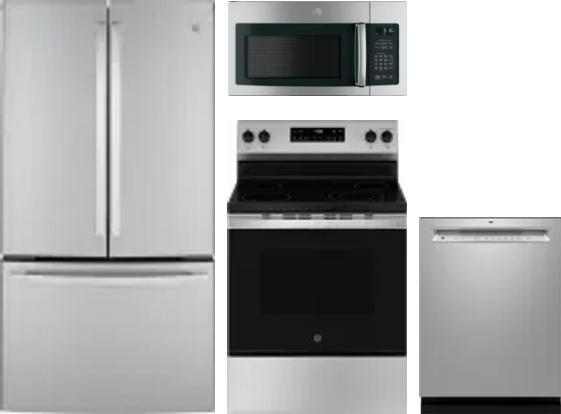 4 Piece Package Includes Refrigerator, Range, Microwave And Dishwasher
