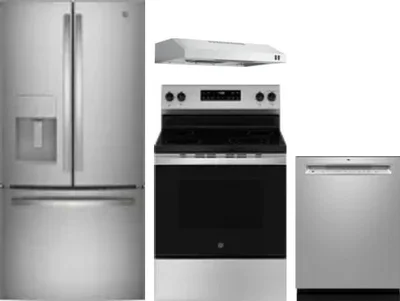 4 Piece Package Includes Refrigerator, Range, Hood And Dishwasher
