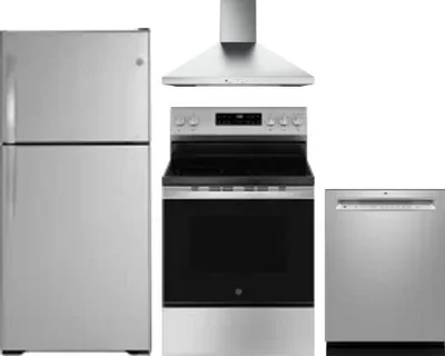 4 Piece Package Includes Refrigerator, Range, Hood And Dishwasher