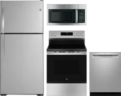 4 Piece Package Includes Refrigerator, Range, Microwave And Dishwasher