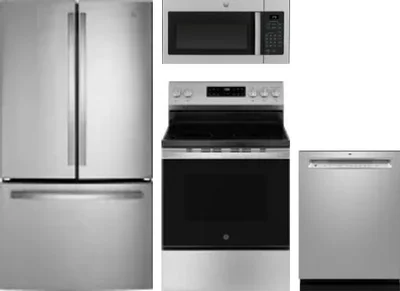 4 Piece Package Includes Refrigerator, Range, Microwave And Dishwasher