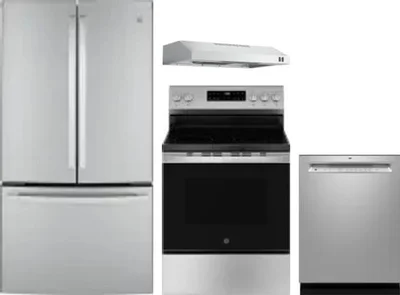 4 Piece Package Includes Refrigerator, Range, Hood And Dishwasher