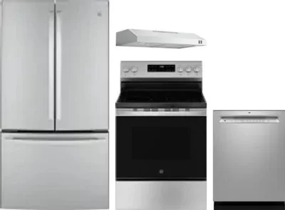4 Piece Package Includes Refrigerator, Range, Hood And Dishwasher