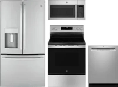 4 Piece Package Includes Refrigerator, Range, Microwave And Dishwasher