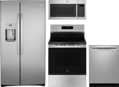 4 Piece Package Includes Refrigerator, Range, Microwave And Dishwasher