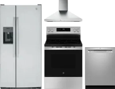 4 Piece Package Includes Refrigerator, Range, Hood And Dishwasher