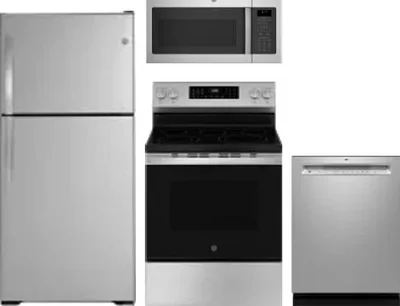 4 Piece Package Includes Refrigerator, Range, Microwave And Dishwasher
