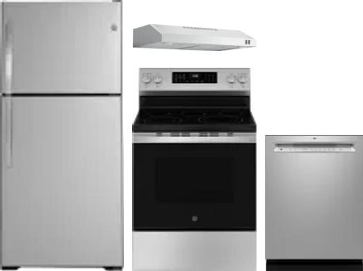 4 Piece Package Includes Refrigerator, Range, Hood And Dishwasher