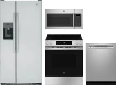 4 Piece Package Includes Refrigerator, Range, Microwave And Dishwasher
