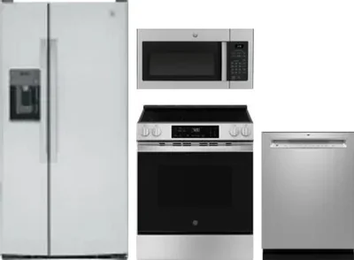 4 Piece Package Includes Refrigerator, Range, Microwave And Dishwasher