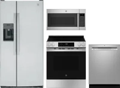 4 Piece Package Includes Refrigerator, Range, Microwave And Dishwasher