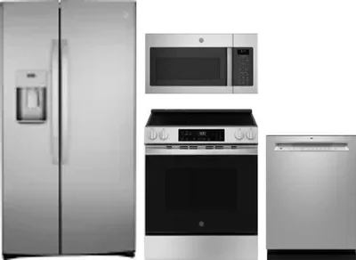 4 Piece Package Includes Refrigerator, Range, Microwave And Dishwasher
