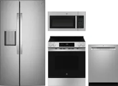 4 Piece Package Includes Refrigerator, Range, Microwave And Dishwasher
