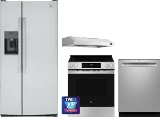 4 Piece Package Includes Refrigerator, Range, Hood And Dishwasher