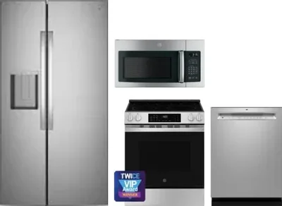 4 Piece Package Includes Refrigerator, Range, Microwave And Dishwasher