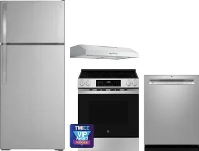 4 Piece Package Includes Refrigerator, Range, Hood And Dishwasher