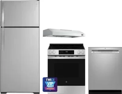 4 Piece Package Includes Refrigerator, Range, Hood And Dishwasher