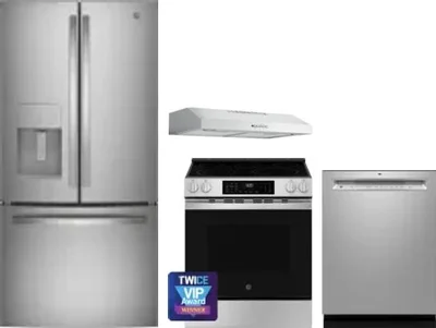 4 Piece Package Includes Refrigerator, Range, Hood And Dishwasher