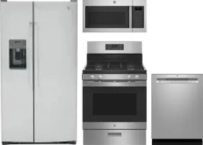 4 Piece Package Includes Refrigerator, Range, Microwave And Dishwasher