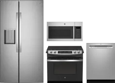 4 Piece Package Includes Refrigerator, Range, Microwave And Dishwasher