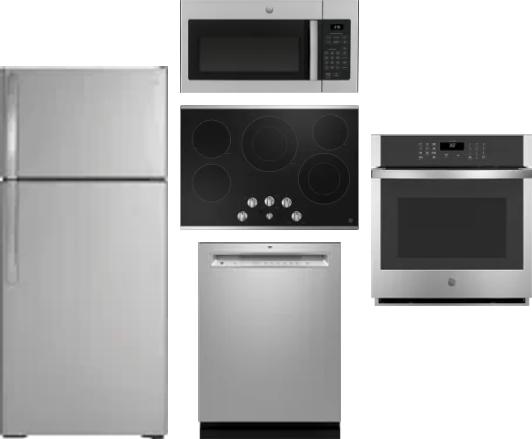 5 Piece Package Includes Refrigerator, Cooktop, Wall Oven, Microwave And Dishwasher