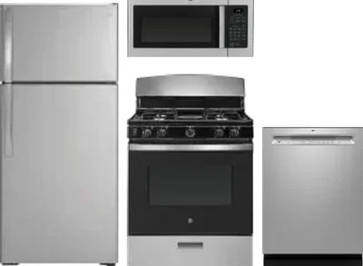 4 Piece Package Includes Refrigerator, Range, Microwave And Dishwasher