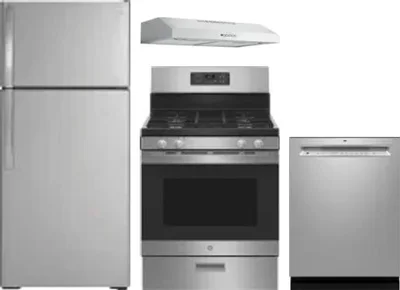 4 Piece Package Includes Refrigerator, Range, Hood And Dishwasher